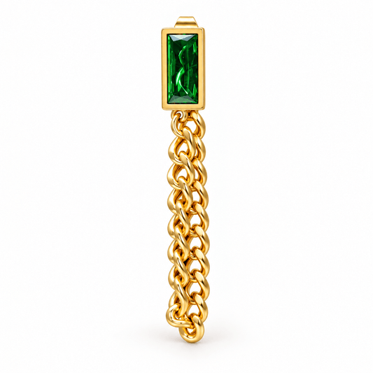 Emerald Luxe Chain Drop Earrings - Zevaraat