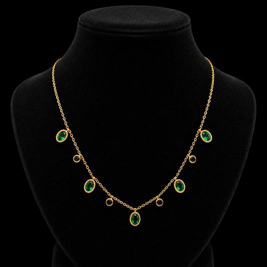 Emerald Oval Charm Necklace - Zevaraat