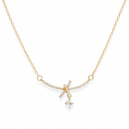 Love Knot Solitaire Golden Pendant - Zevaraat