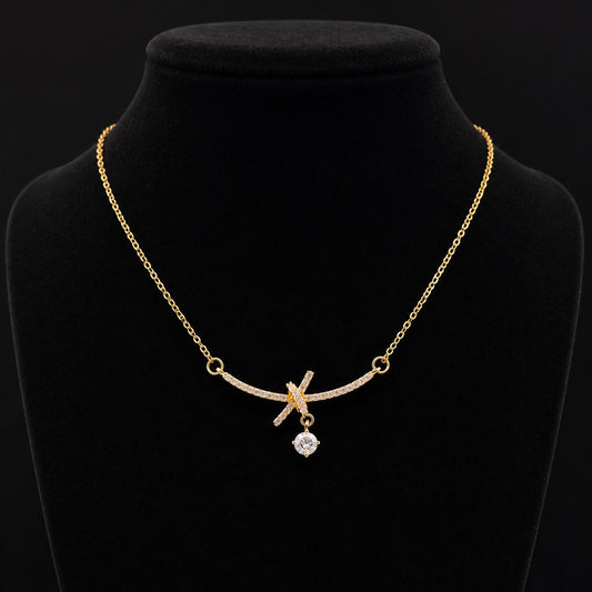 Love Knot Solitaire Golden Pendant - Zevaraat