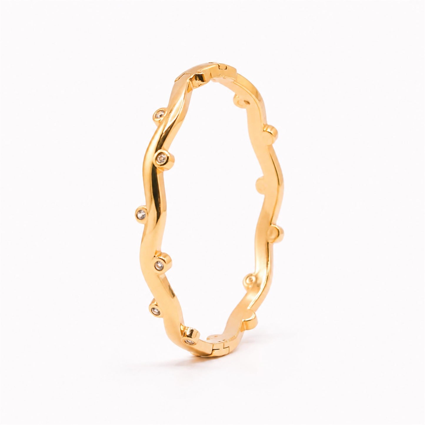 Wavy Stone Line Bangle - Zevaraat