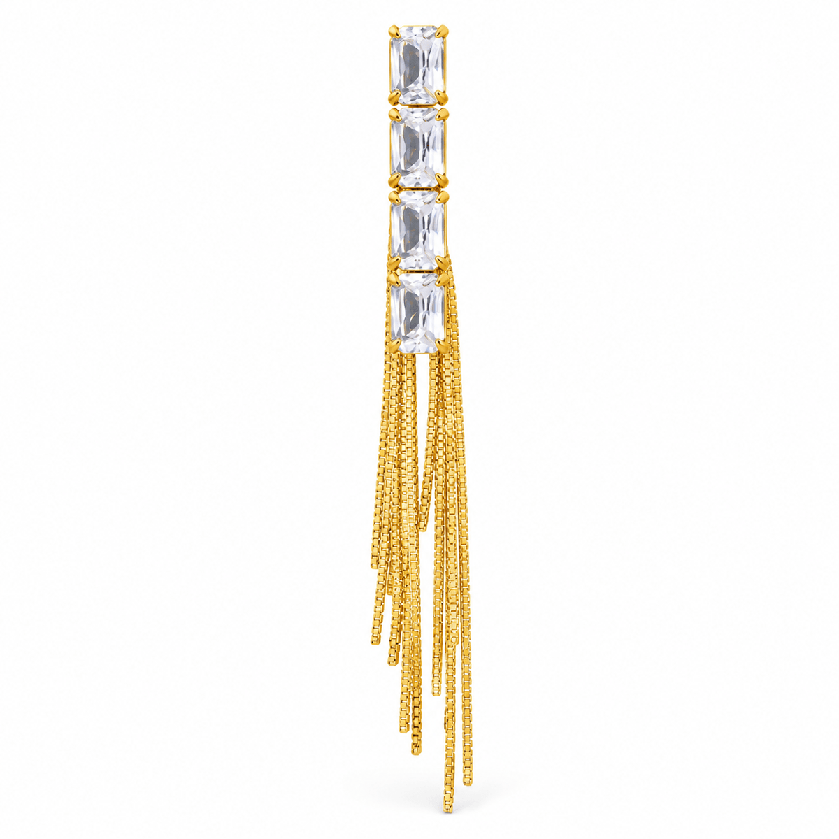 Crystal Cascade Chain Fringe Earrings - Zevaraat