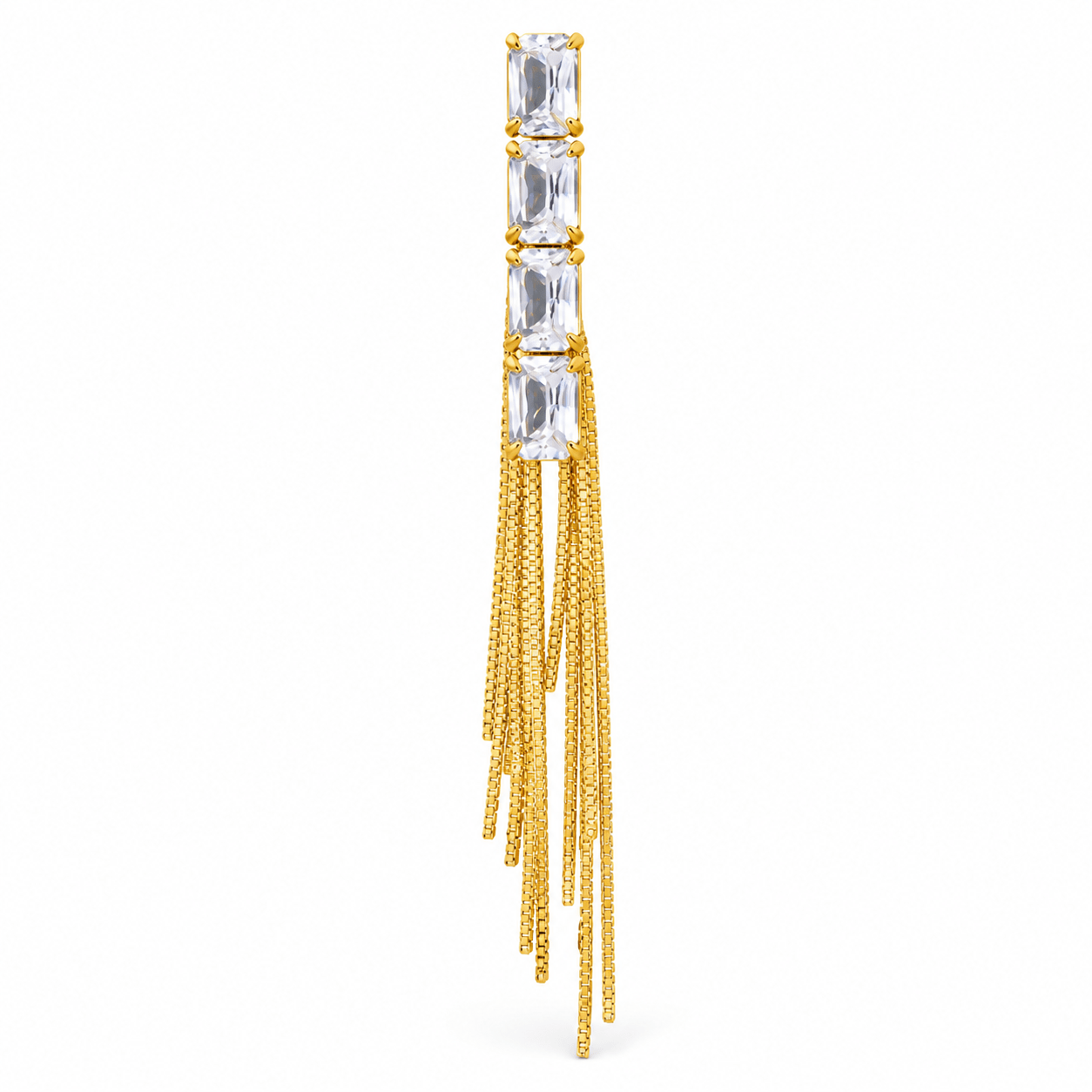 Crystal Cascade Chain Fringe Earrings - Zevaraat