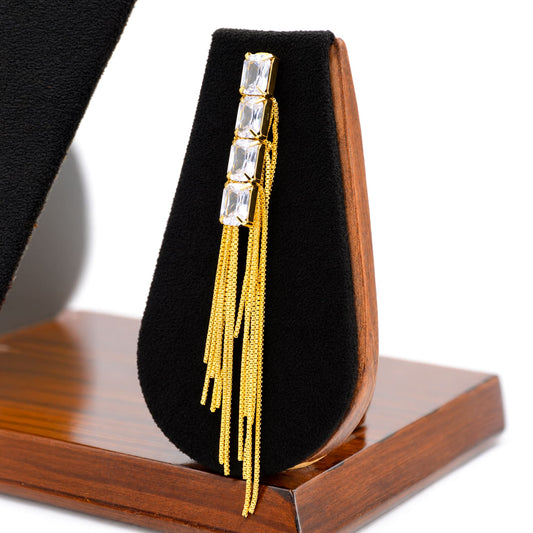 Crystal Cascade Chain Fringe Earrings - Zevaraat