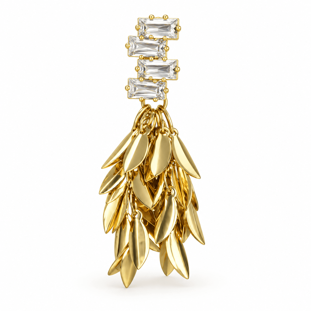 Crystal Golden Leaf Cascade Earrings - Zevaraat