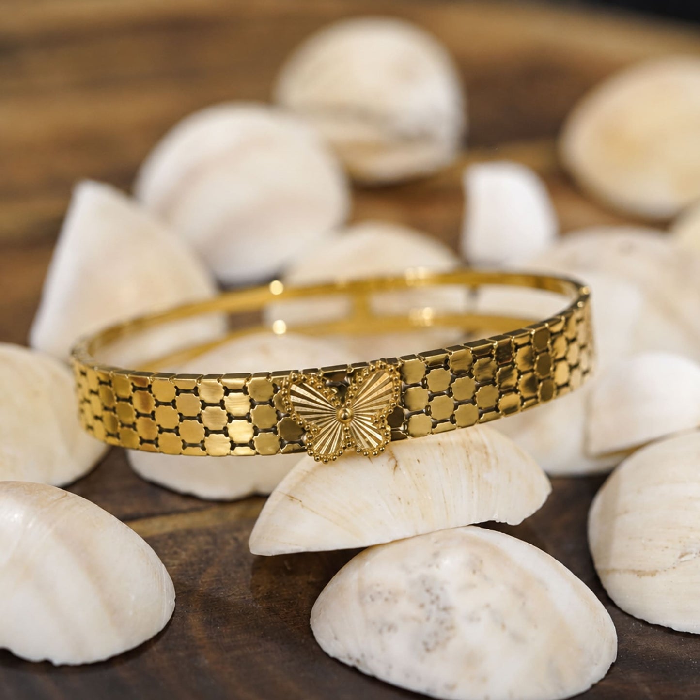 Dainty Butterfly Gold Bangle - Zevaraat