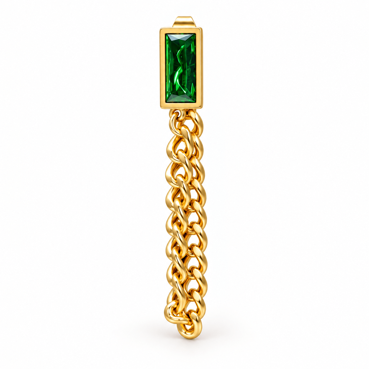Emerald Luxe Chain Drop Earrings - Zevaraat