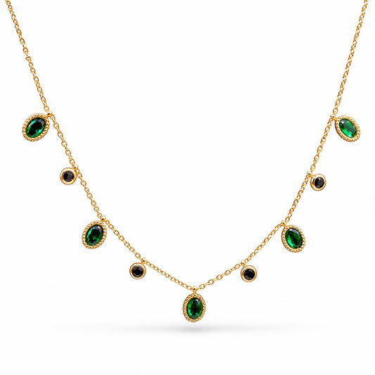 Emerald Oval Charm Necklace - Zevaraat