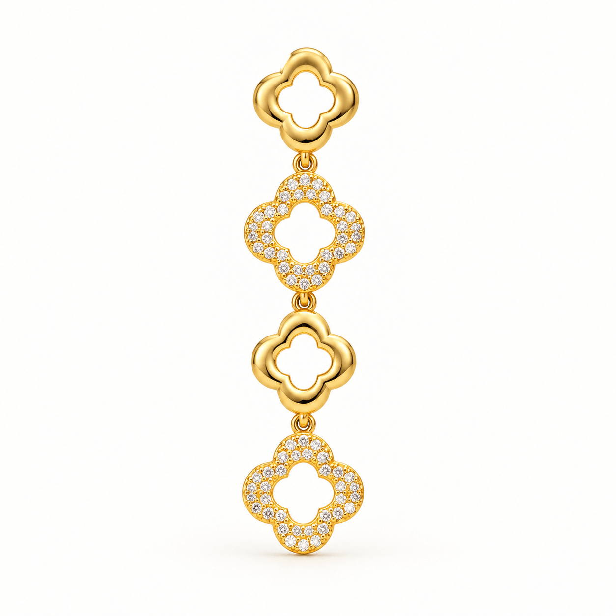 Golden Clover Crystal Drop Earrings - Zevaraat