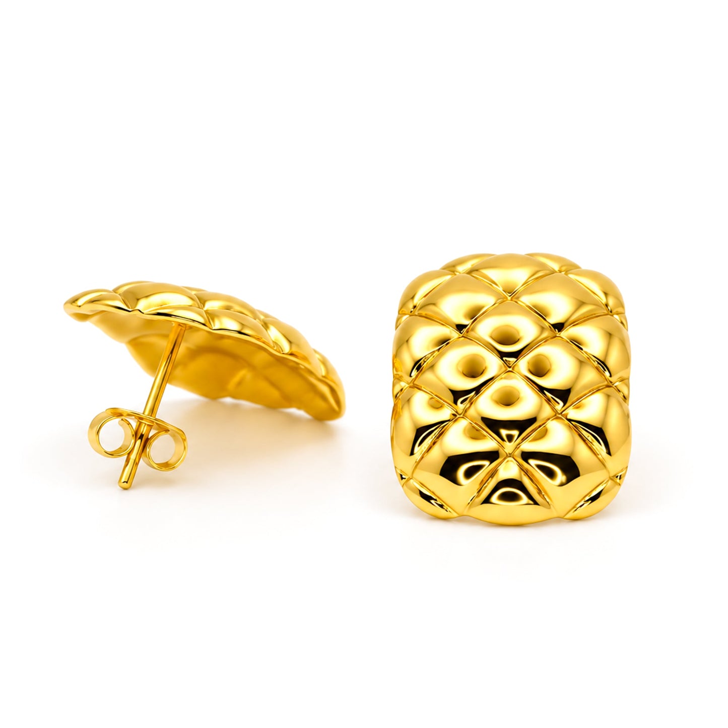 Golden Quilt Stud Earrings - Zevaraat