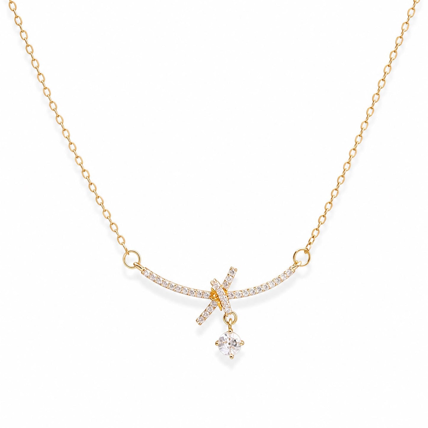 Love Knot Solitaire Golden Pendant - Zevaraat