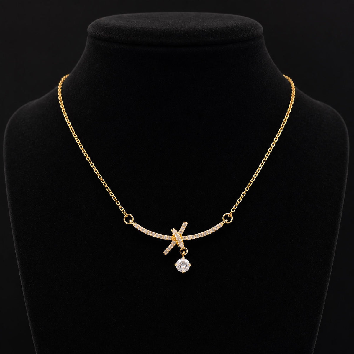 Love Knot Solitaire Golden Pendant - Zevaraat