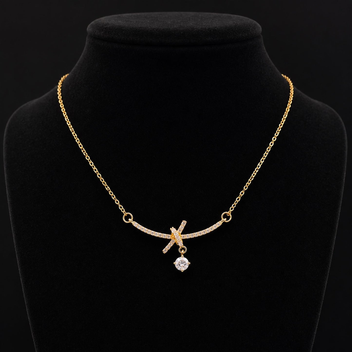 Love Knot Solitaire Golden Pendant - Zevaraat