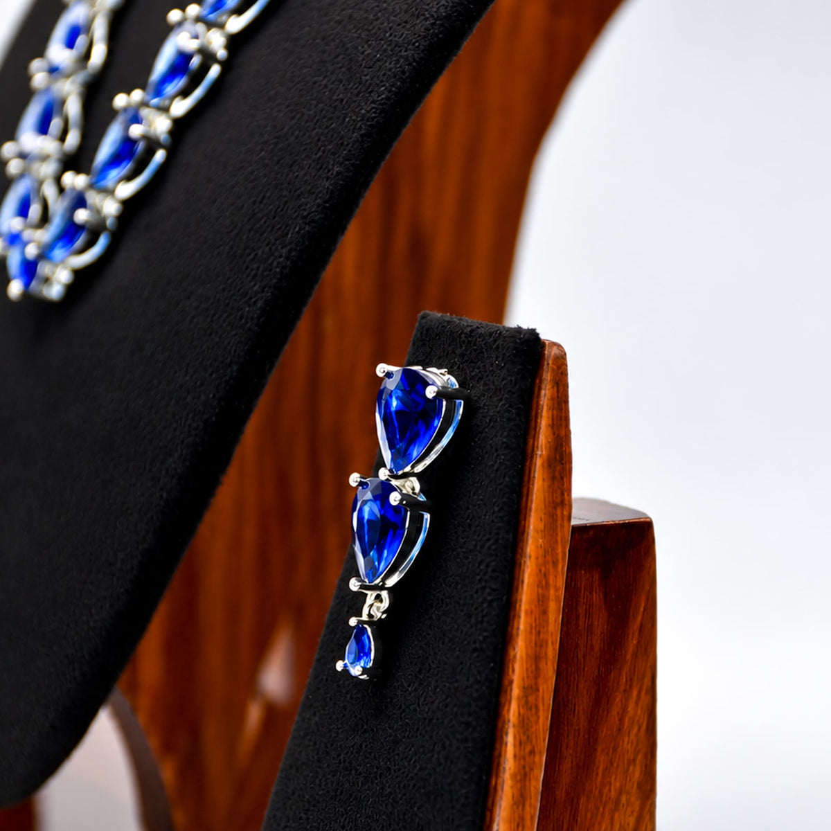 Royal Blue Crystal Drop Earrings - Zevaraat