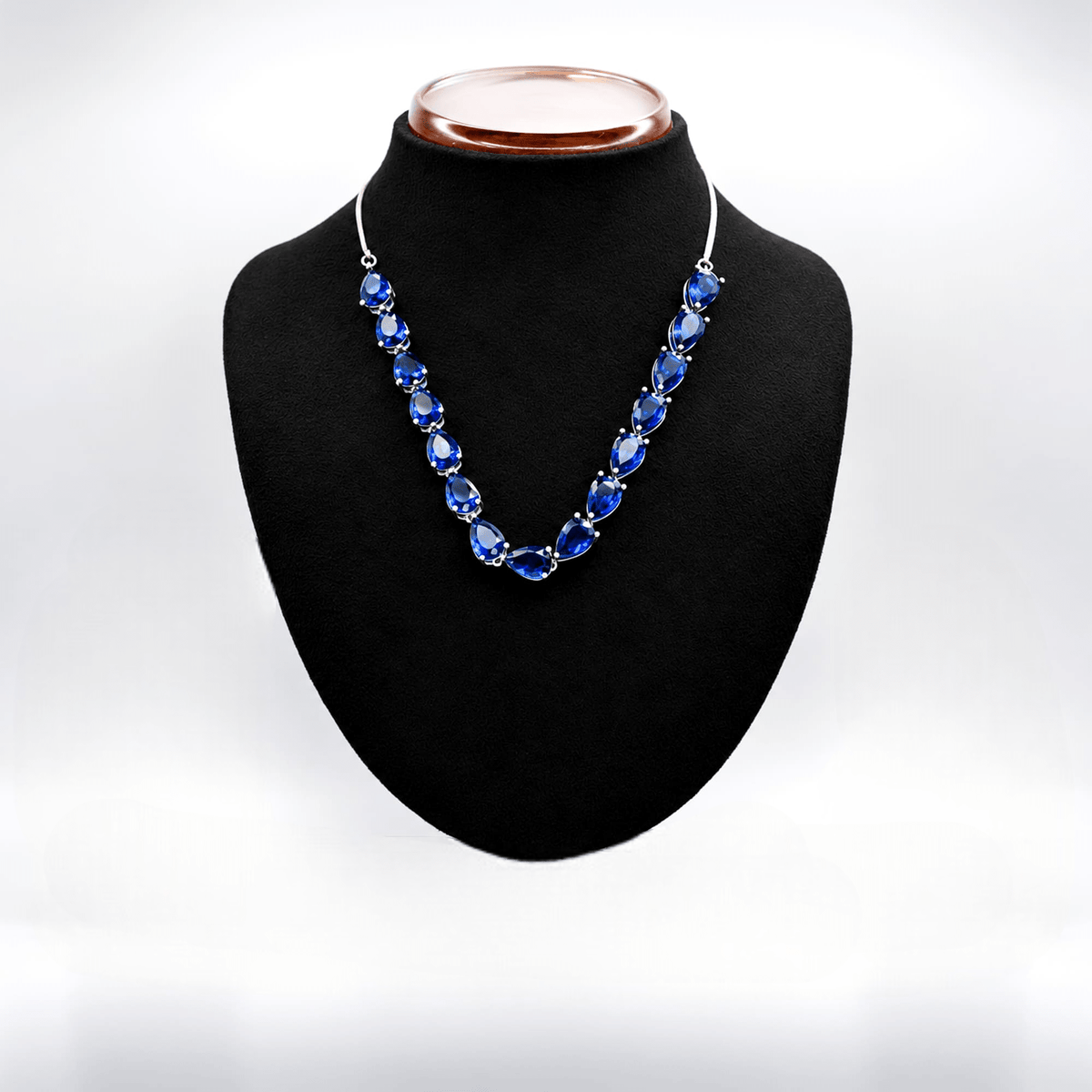Royal Blue Teardrop Riviera Necklace - Zevaraat
