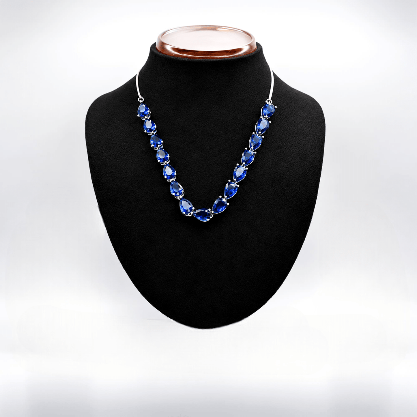 Royal Blue Teardrop Riviera Necklace - Zevaraat