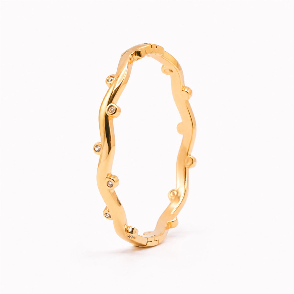 Wavy Stone Line Bangle - Zevaraat